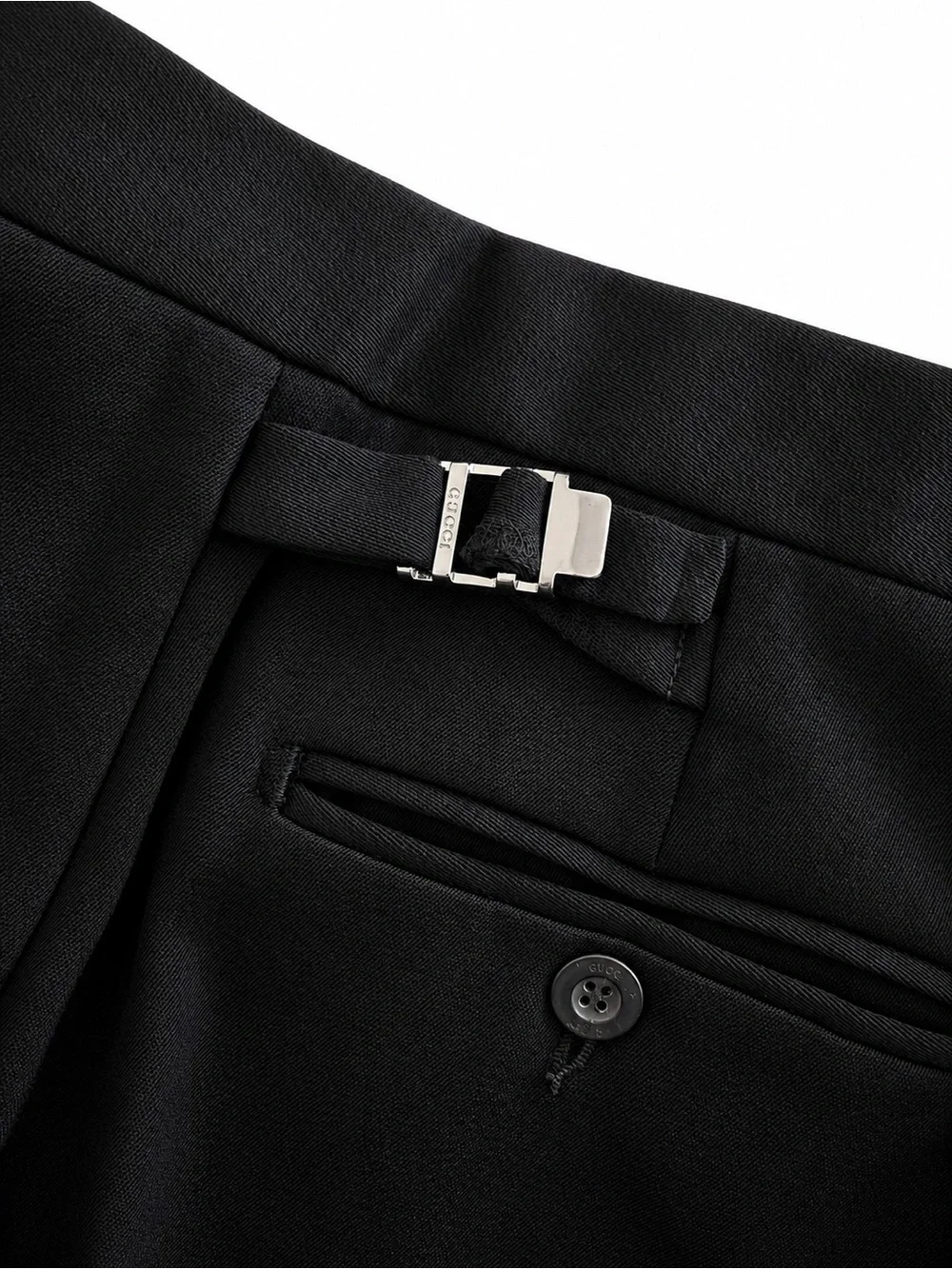 Gucci Men’s Black Wool Tailored Trousers Side Adjusters Made in Italy 🇮🇹